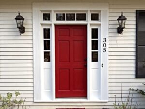 professionally painted door with red color