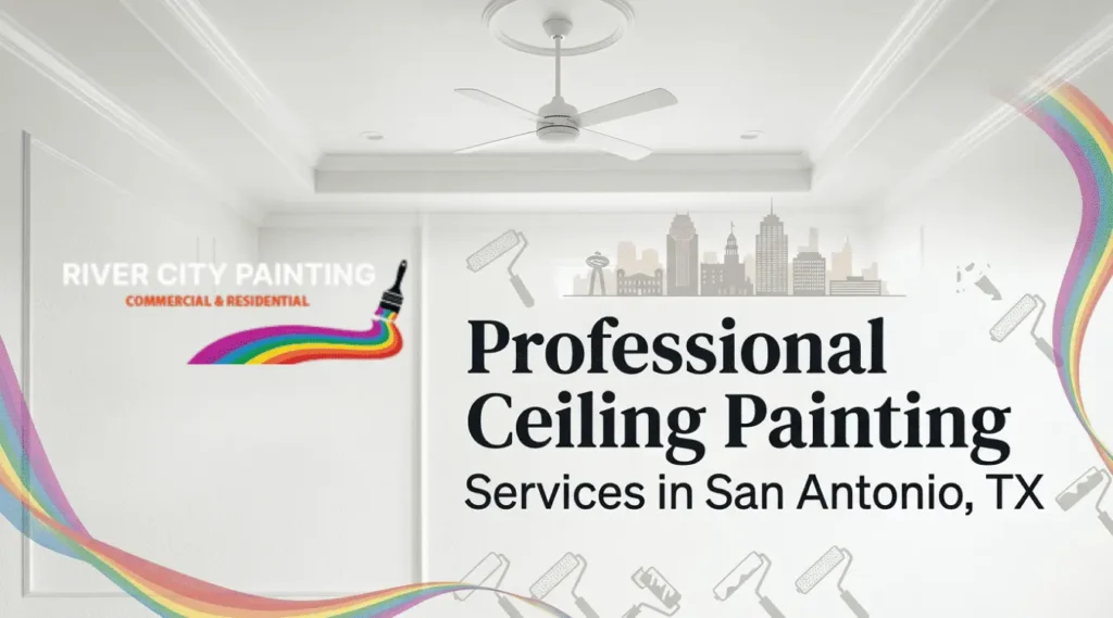 Professional Ceiling Painting Services in San Antonio, TX 2 A clean, modern white room features a tray ceiling with a white ceiling fan.