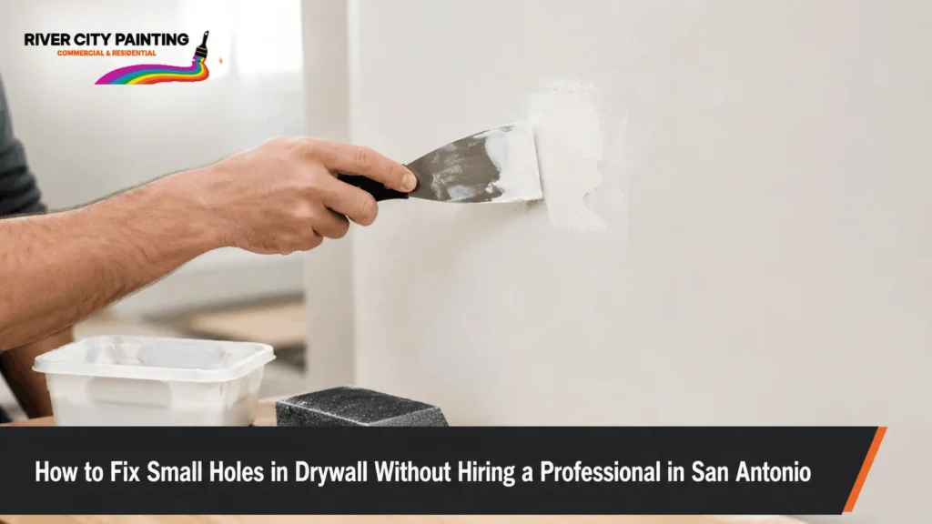 How to Fix Small Holes in Drywall Without Hiring a Professional Drywall Contractor in San Antonio 3 Professional drywall repair showing a small wall hole being patched for homeowners in San Antonio.